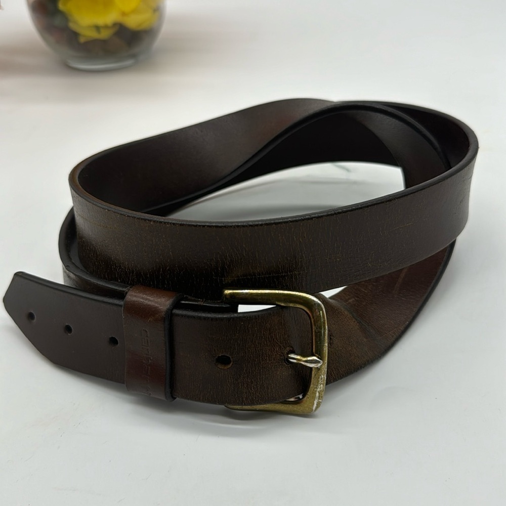 Carhartt Brown Leather Belt with Brass Buckle Size 44 BLT6456